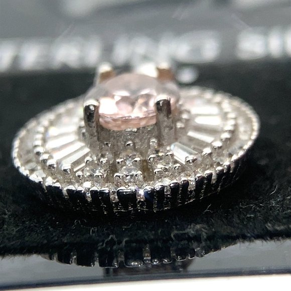 Morganite 1.48ct Platinum Finish Solid 925 Sterling Silver Pendant - Picture 3 of 6